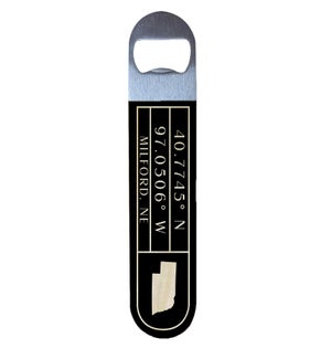 Personalized City State Coordinates With Lines Black Opener